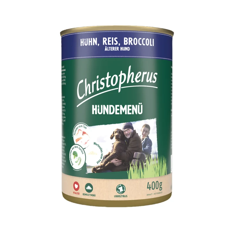 Christopherus Hundemenü Senior - mit Huhn, Reis & Brokkoli