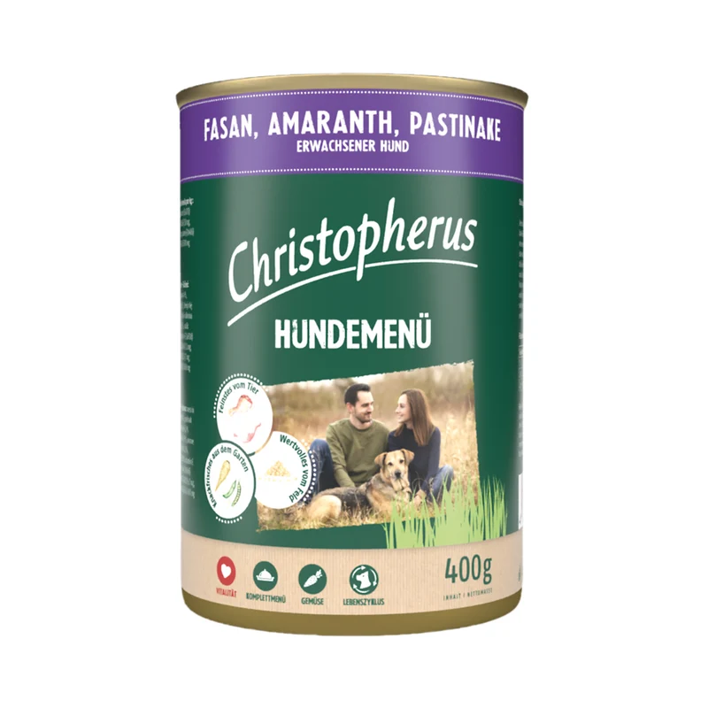 Christopherus Hundemenü mit Fasan, Amaranth & Pastinake