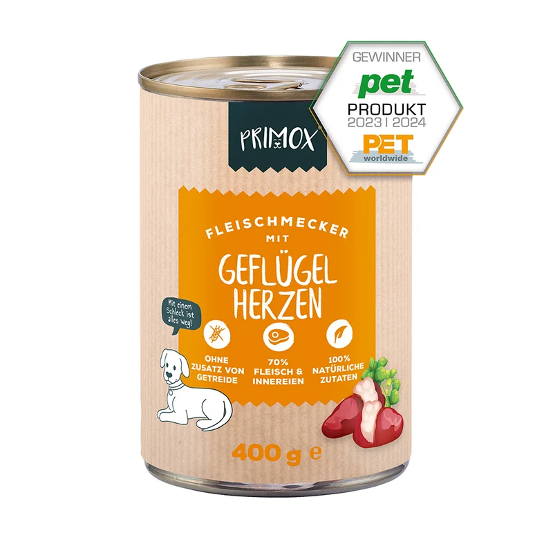 Primox Nassfutter mit Geflügelherzen