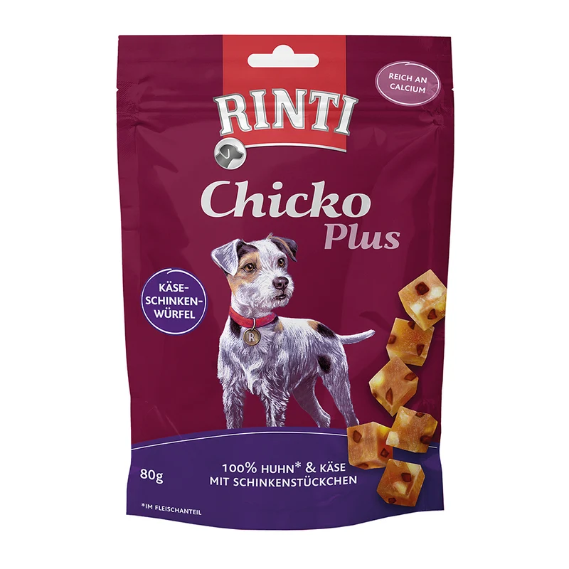 Rinti Chicko Plus Käse-Schinken-Würfel 80g