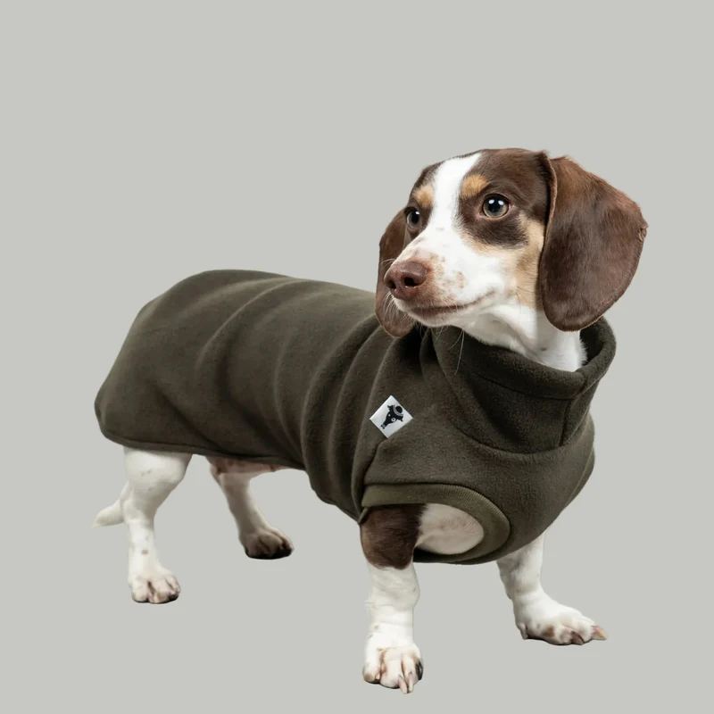 Fleece Shirt für Dackel Dark Olive