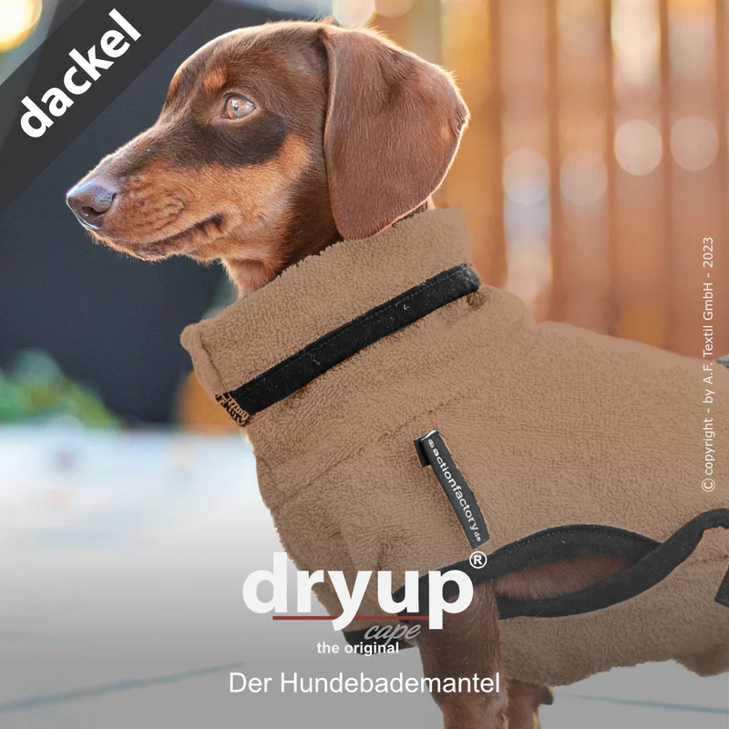 Dryup Cape Hundebademantel Dackel Coffee
