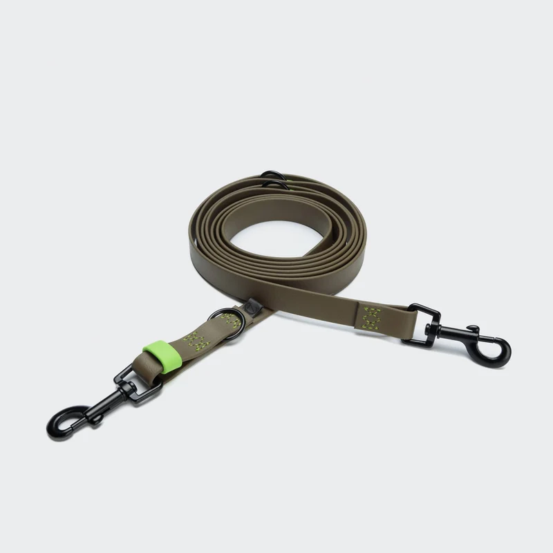 Hundeleine verstellbar BioThane Ipanema Olive-Neongrün