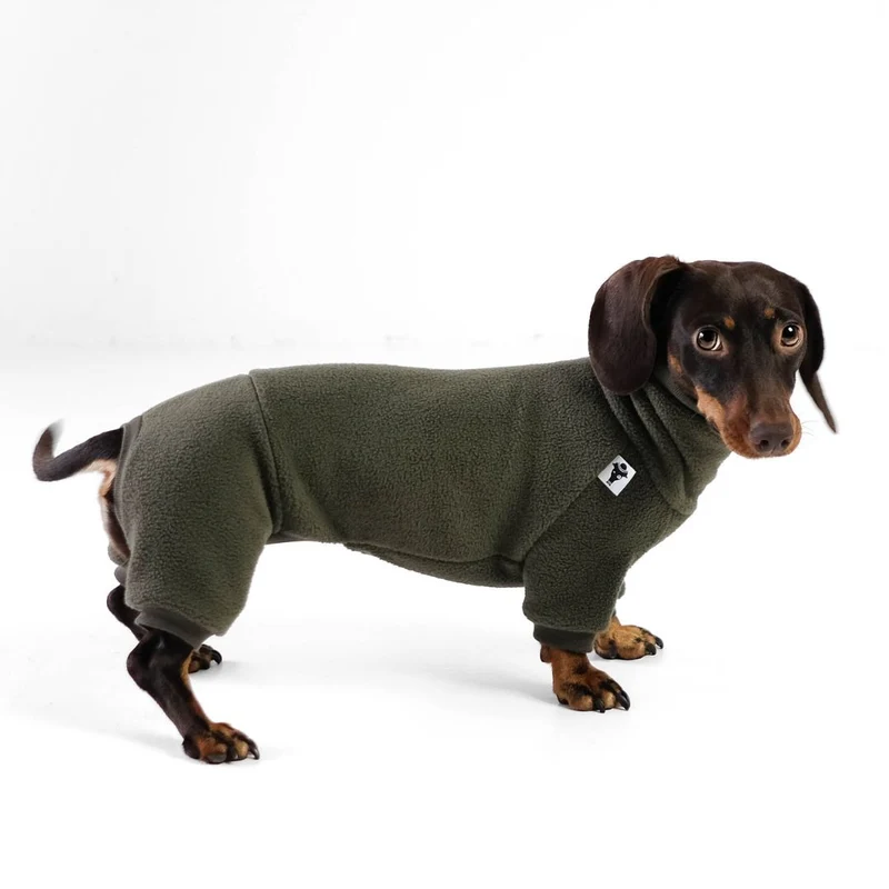 Fleece Overall für Dackel Olivgrün