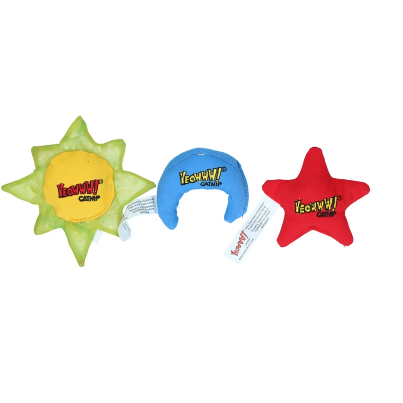 Yeowww! Katzenspielzeug Sun Moon and Stars – Trio Set mit stärkster Bio-Katzenminze