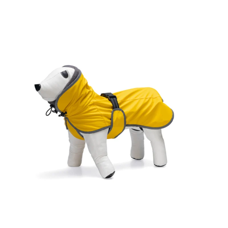 Beeztees Hunde Regenmantel Caro – Gelb mit Fleece-Innenfutter