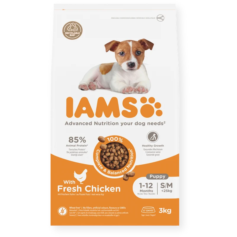 IAMS Welpenfutter – Mit frischem Huhn | Kleine & mittelgroße Rassen