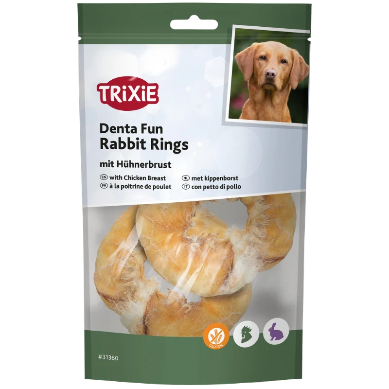 TRIXIE Denta Fun Rabbit Rings mit Hühnerbrust