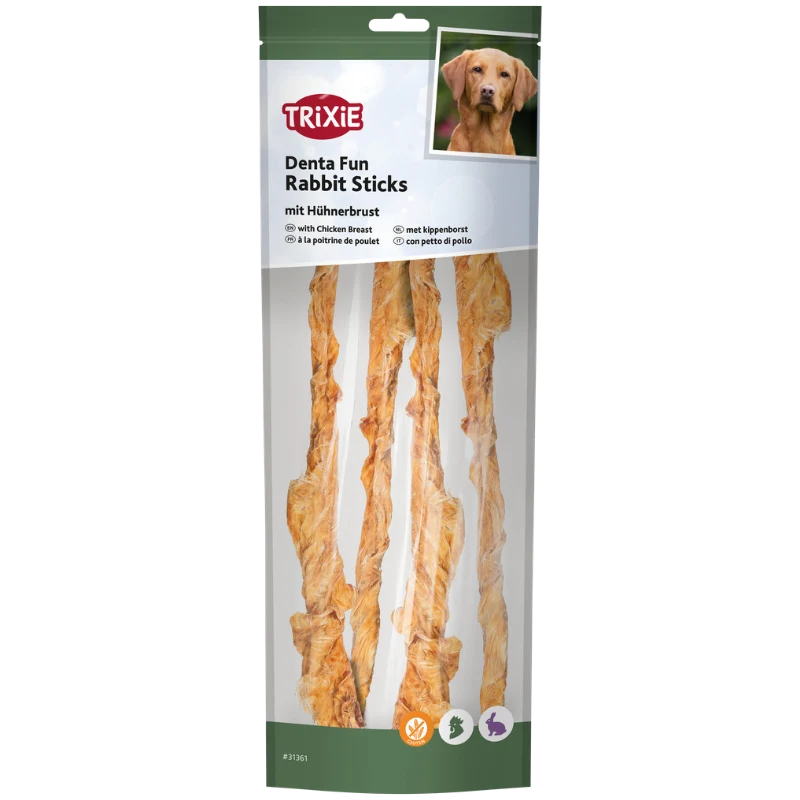TRIXIE Denta Fun Rabbit Sticks mit Hühnerbrust