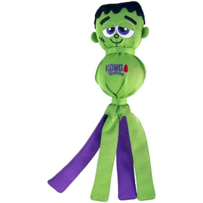 KONG Halloween Wubba Ballistic Zerrspielzeug für Hunde – Frankenstein & Kürbis Größe L