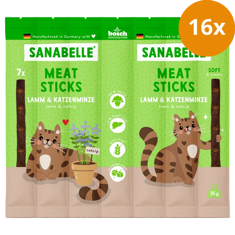 Sanabelle Meat Sticks Lamm & Katzenminze 35 g