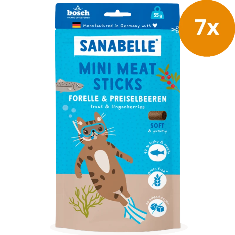 Sanabelle Mini Meat Sticks Forelle & Preiselbeeren 55 g