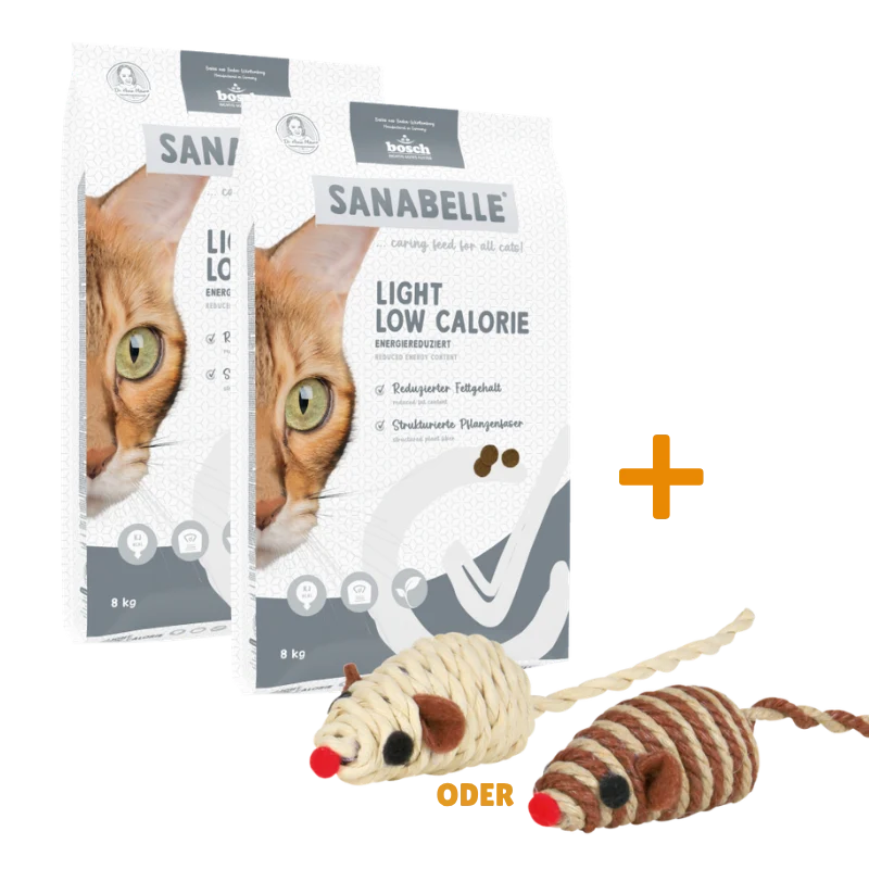 Sanabelle Light Low Calorie 2 x 8 kg + GRATIS TRIXIE Spielmaus