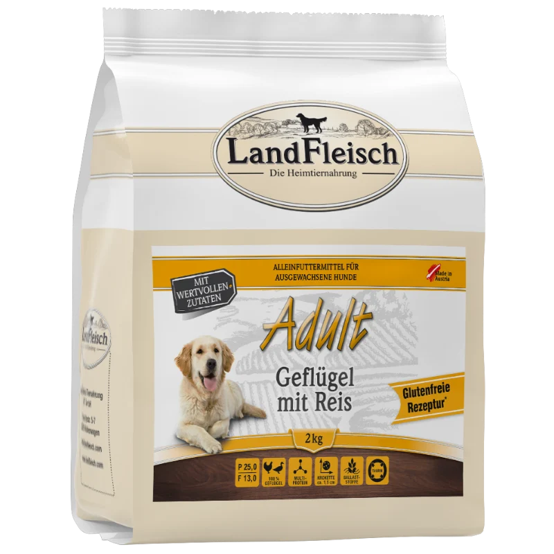 LandFleisch Dog Trocken Adult Geflügel mit Reis