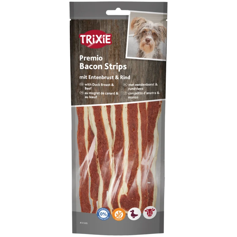 TRIXIE Premio Bacon Strips mit Entenbrust & Rind