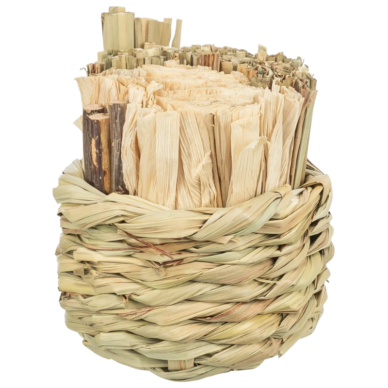 TRIXIE Korb, Gras, mit Heu, Maisblättern und Holzsticks