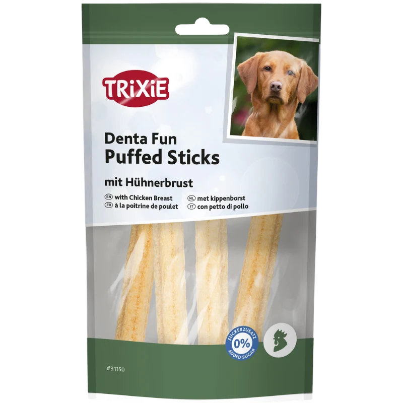 TRIXIE Denta Fun Puffed Sticks mit Hühnerbrust