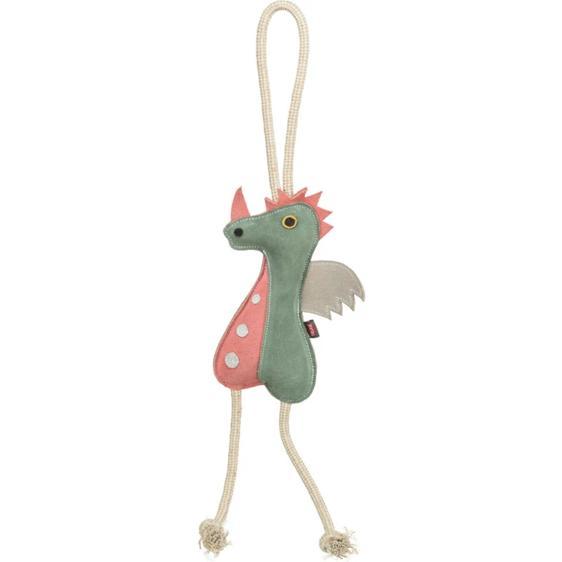 Hundespielzeug Drache am Tau, aus Echtleder/Tau