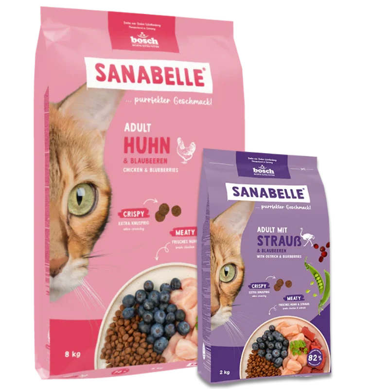 Sanabelle Adult Huhn 8 kg + Sanabelle Adult Strauß 2 kg