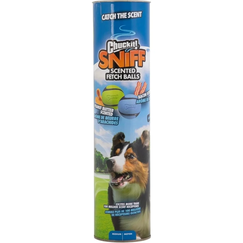 Chuckit! Sniff Fetch Ball Bacon & Peanut Butter 4er Set