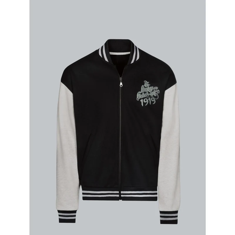 Collegejacke mit großem Adler-Rückenprint Schwarz