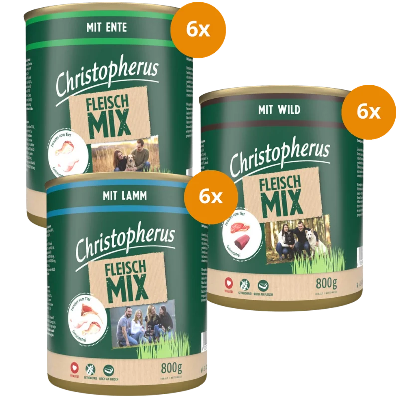 Christopherus Kombipaket 800 g – Fleischmix Ente, Lamm & Wild