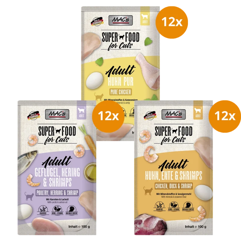 MAC’s Cat Pouch Probierpaket 100 g – Fisch & Geflügel Mix
