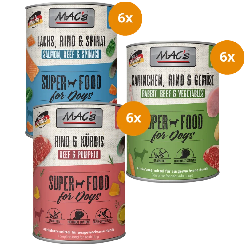 MAC’s Dog Probierpaket 800 g – Fleisch, Fisch & Gemüse Mix
