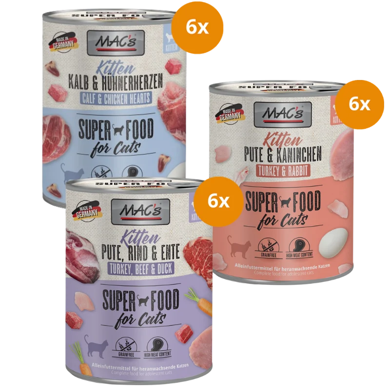 MAC’s Cat Kitten Probierpaket 800 g – 3 Sorten Geflügel & Kalb
