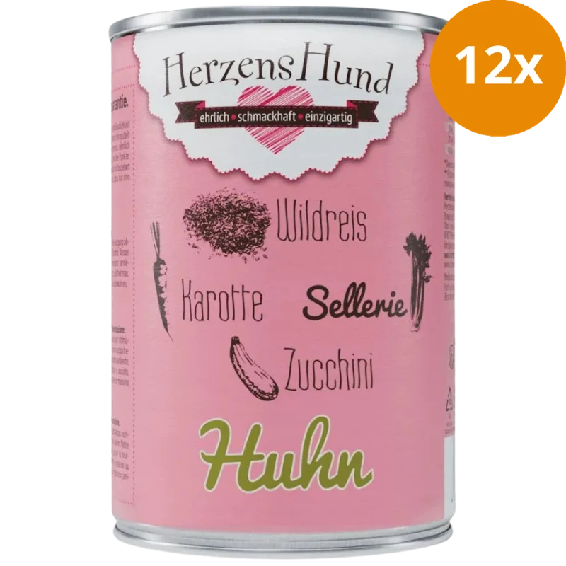 Herzenshund Huhn mit Wildreis, Karotte, Sellerie, Zucchini, Leinöl 400 g