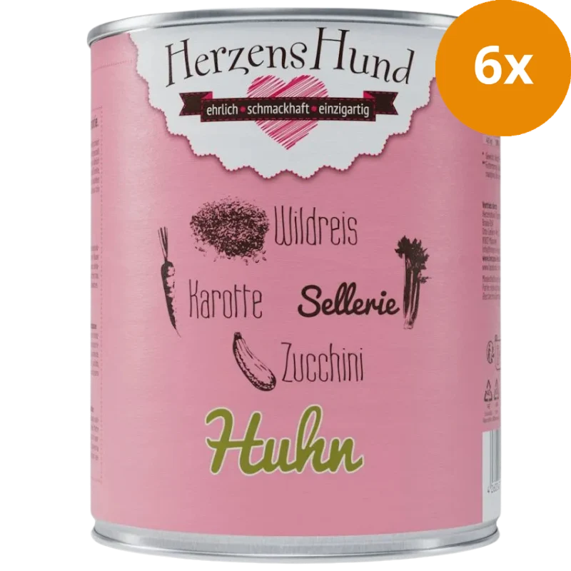 Herzenshund Huhn mit Wildreis, Karotte, Sellerie, Zucchini, Leinöl 800 g