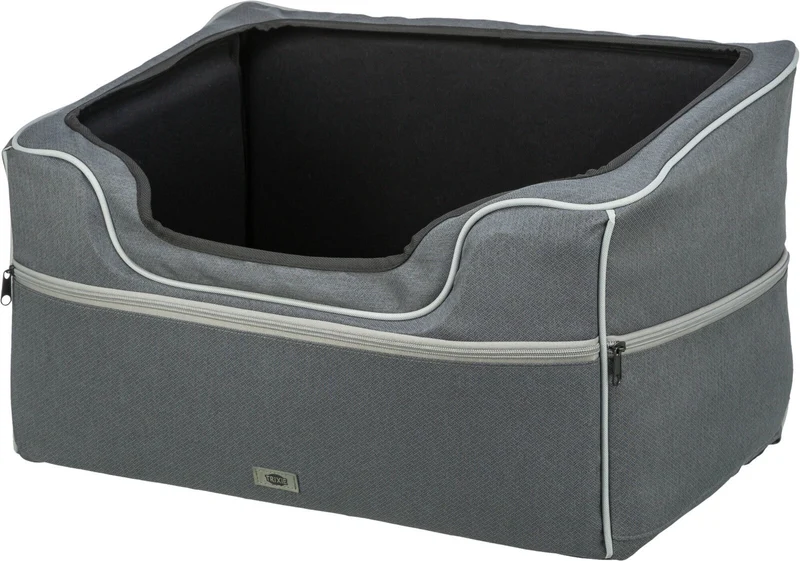 TRIXIE Autositz Hund faltbar – Teddyplüsch, Gurtdurchführung, bis 10 kg, 56×37×36 cm
