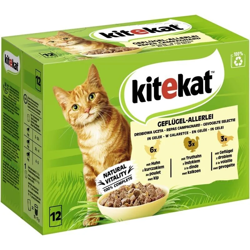 Kitekat Katzenfutter Multipack Geflügel-Allerlei in Gelee