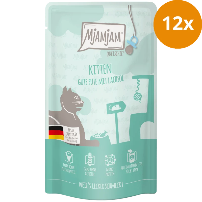 MjAMjAM Quetschie Kitten Pute mit Lachsöl 125 g