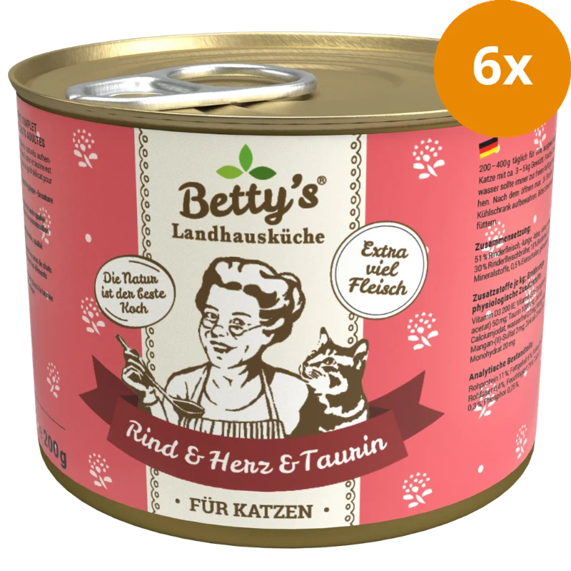 Bettys Landhausküche Katze Dose Rind & Herz 200 g