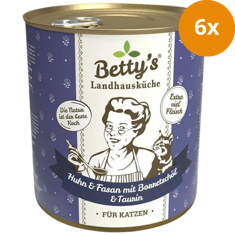 Bettys Landhausküche Katze Dose Huhn & Fasan mit Borretschöl 800 g