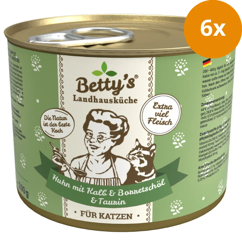 Bettys Landhausküche Katze Dose Huhn mit Kalb & Borretschöl 200 g