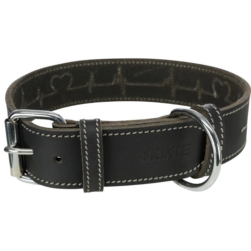 TRIXIE Rustic Fettleder-Halsband Heartbeat