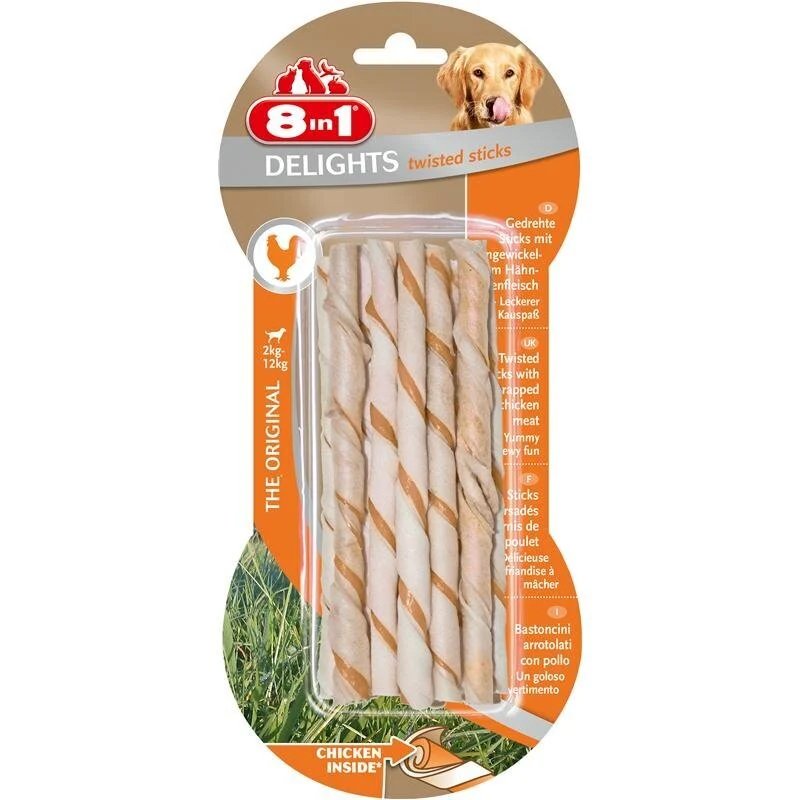 8in1 Delights Twisted Sticks Chicken Kaustangen für Hunde