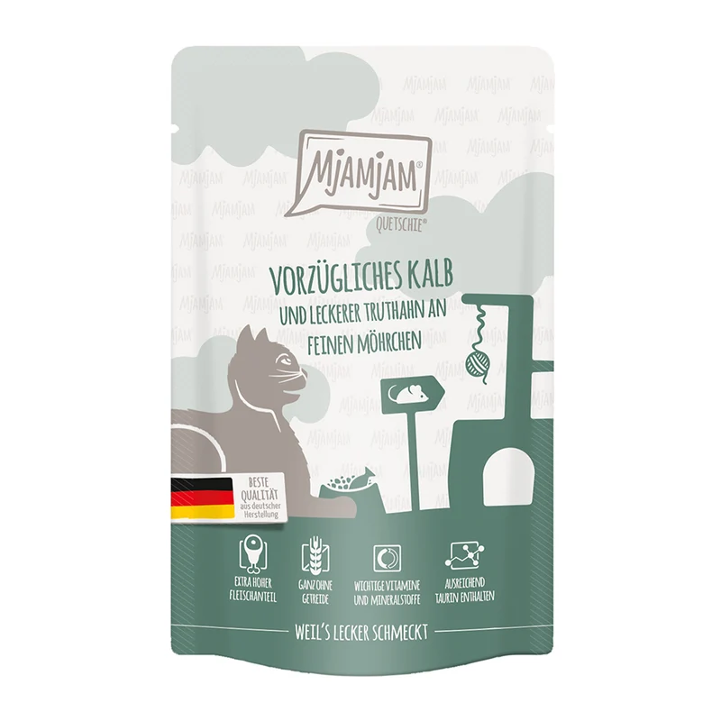 MjAMjAM vorzügliches Kalb & Truthahn an leckeren Möhrchen 125g