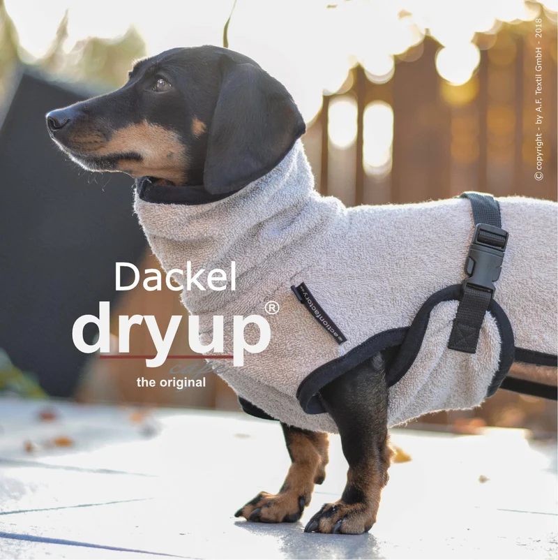 Dryup Cape Hundebademantel Dackel Sand