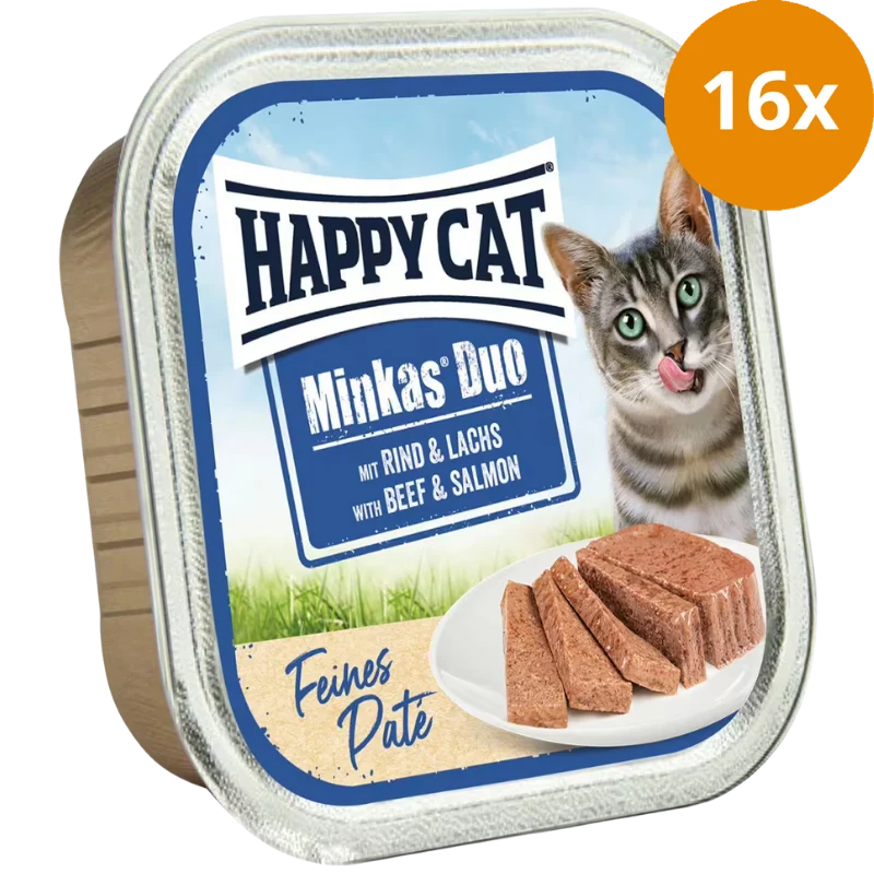 Happy Cat Minkas Schale Duo Rind & Lachs Paté 100 g