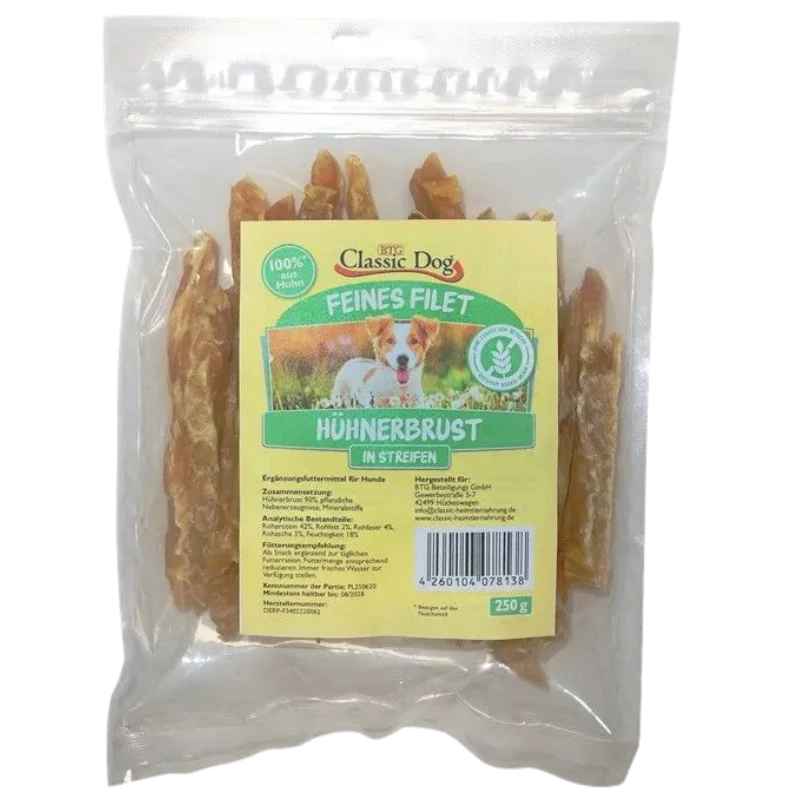 BTG Classic Dog Feines Filet Hühnerbruststreifen 250 g