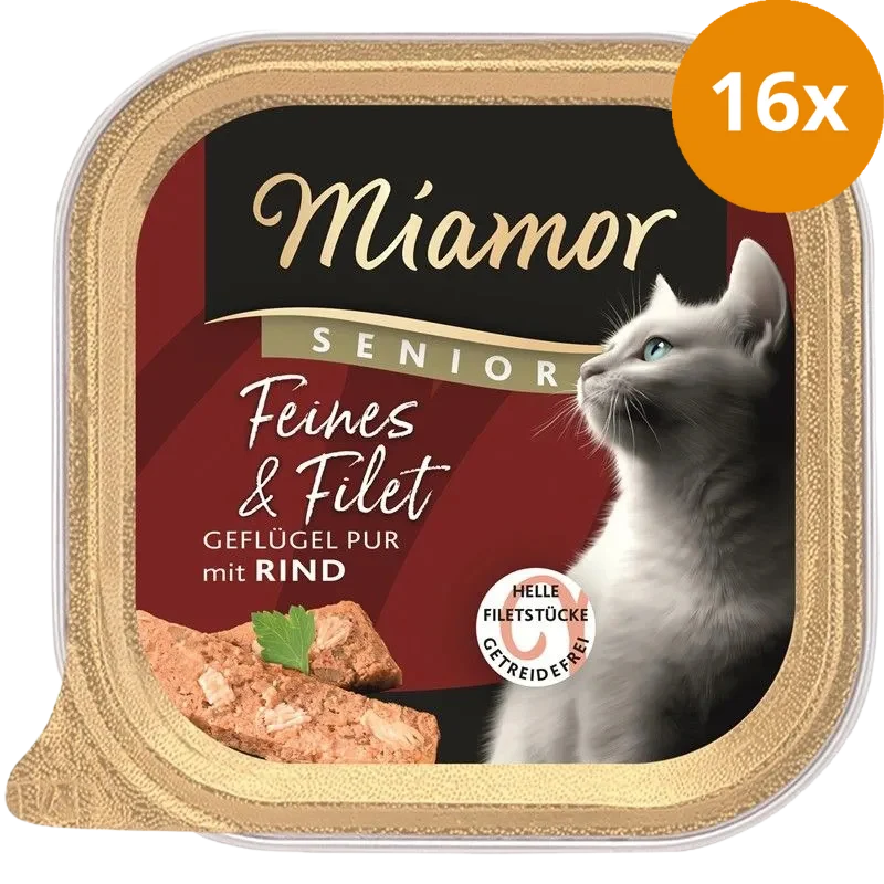 Miamor Schale Feines & Filet Senior Geflügel Pur & Rind