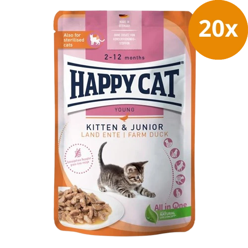 Happy Cat PB Young Meat in Sauce Kitten & Junior Land Ente 85 g