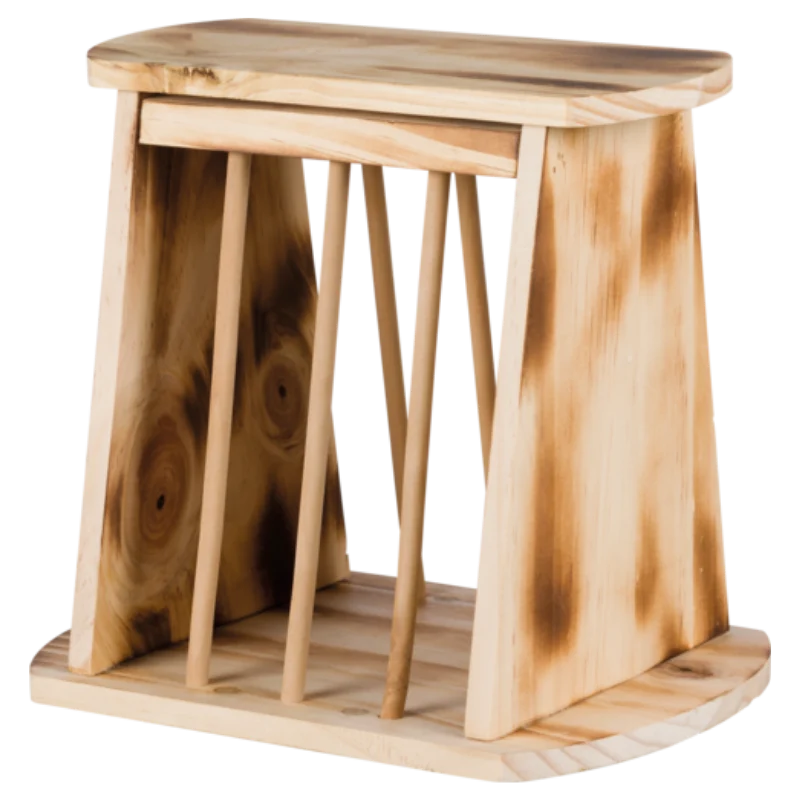 TRIXIE Heuraufe zum Aufstellen geflammtes Holz