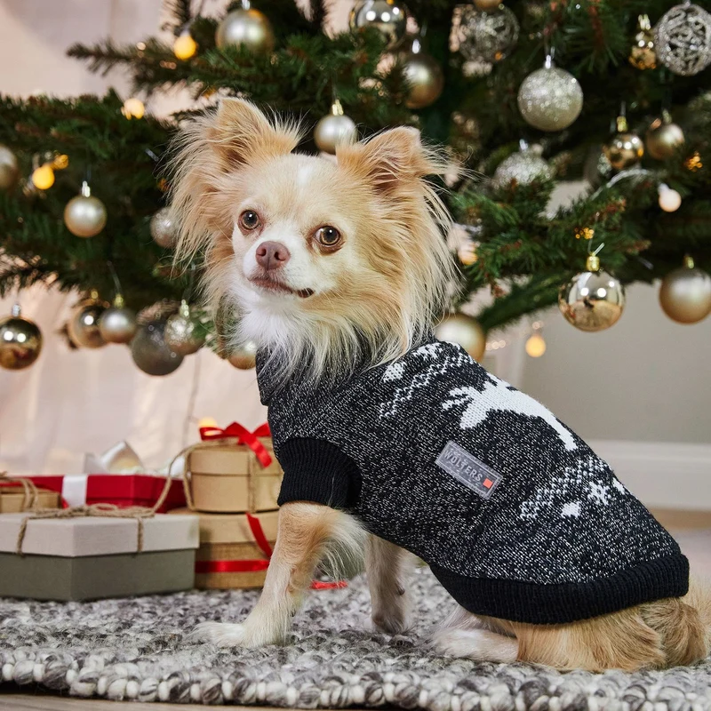 Wolters Strickpullover Elch mit Glitzer Weihnachten Hundepullover