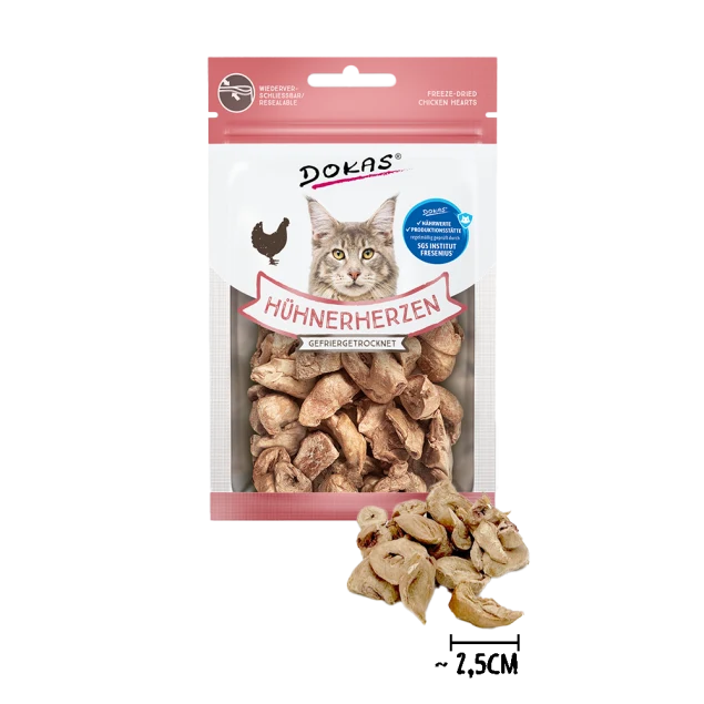 Katzensnack getrocknete Hühnerherzen