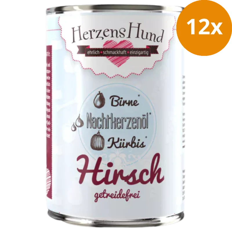 Herzenshund Hirsch mit Bio-Kürbis 400 g