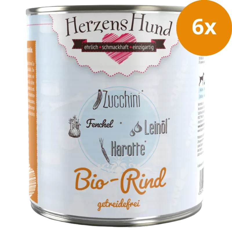 Herzenshund Bio-Rind mit Bio-Zucchini getreidefrei 800 g
